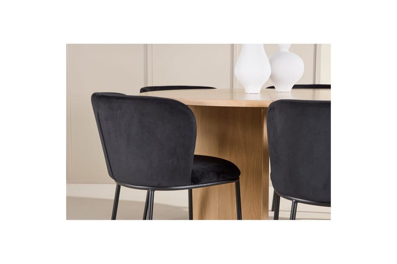 Matgrupp Strada Runt 120/170 cm Vit med Edina Stolar 6 st, Svart - 6 st, Svart - Möbler - Matplats - Matgrupp & matbord med stolar