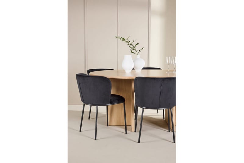 Matgrupp Strada Runt 120/170 cm Vit med Edina Stolar 6 st, Svart - 6 st, Svart - Möbler - Matplats - Matgrupp & matbord med stolar