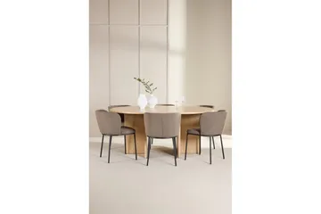 Matgrupp Strada Runt 120/170 cm Vit med Edina Stolar 6 st, Svart / Brun - 6 st, Svart / Brun - Möbler - Matplats - Matgrupp & matbord med stolar