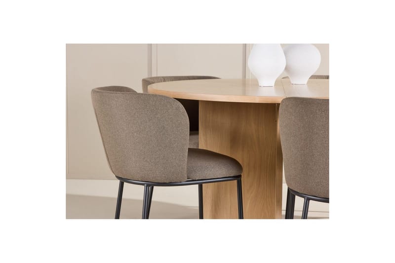 Matgrupp Strada Runt 120/170 cm Vit med Edina Stolar 6 st, Svart / Brun - 6 st, Svart / Brun - Möbler - Matplats - Matgrupp & matbord med stolar