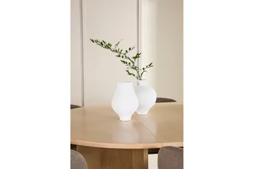 Matgrupp Strada Runt 120/170 cm Vit med Edina Stolar 6 st, Svart / Brun - 6 st, Svart / Brun - Möbler - Matplats - Matgrupp & matbord med stolar