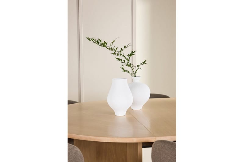 Matgrupp Strada Runt 120/170 cm Vit med Edina Stolar 6 st, Svart / Brun - 6 st, Svart / Brun - Möbler - Matplats - Matgrupp & matbord med stolar