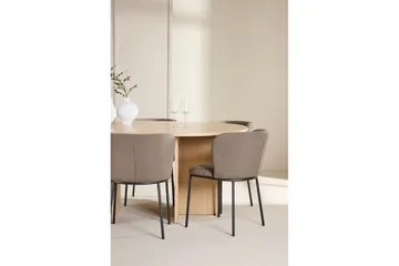 Matgrupp Strada Runt 120/170 cm Vit med Edina Stolar 6 st, Svart / Brun - 6 st, Svart / Brun - Möbler - Matplats - Matgrupp & matbord med stolar