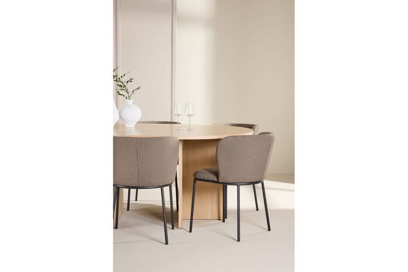 Matgrupp Strada Runt 120/170 cm Vit med Edina Stolar 6 st, Svart / Brun - 6 st, Svart / Brun - Möbler - Matplats - Matgrupp & matbord med stolar