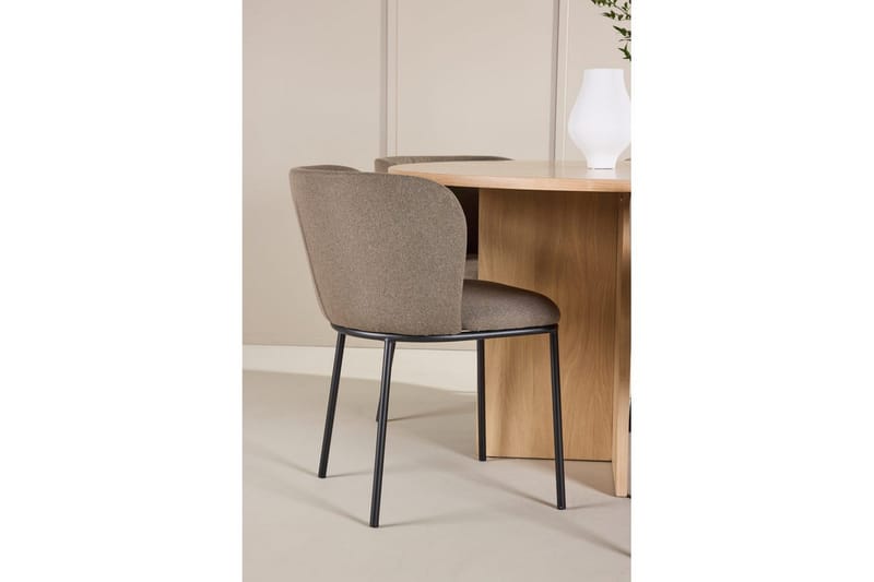 Matgrupp Strada Runt 120/170 cm Vit med Edina Stolar 6 st, Svart / Brun - 6 st, Svart / Brun - Möbler - Matplats - Matgrupp & matbord med stolar