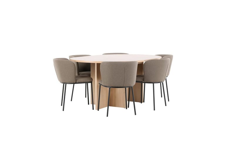 Matgrupp Strada Runt 120/170 cm Vit med Edina Stolar 6 st, Svart / Brun - 6 st, Svart / Brun - Möbler - Matplats - Matgrupp & matbord med stolar