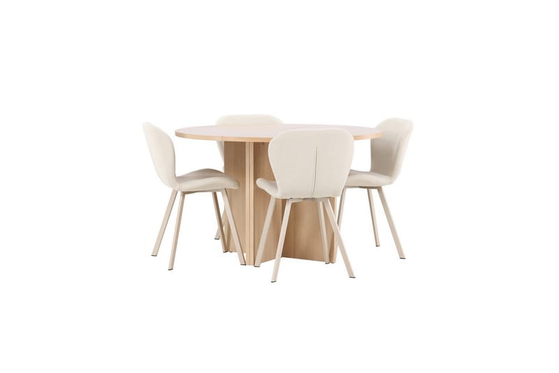 Matgrupp Strada Runt 120/170 cm Vit med Lilja Stolar 4 st - 4 st - Möbler - Matplats - Matgrupp & matbord med stolar