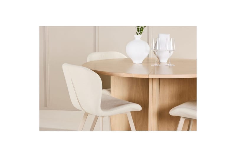 Matgrupp Strada Runt 120/170 cm Vit med Lilja Stolar 4 st - 4 st - Möbler - Matplats - Matgrupp & matbord med stolar
