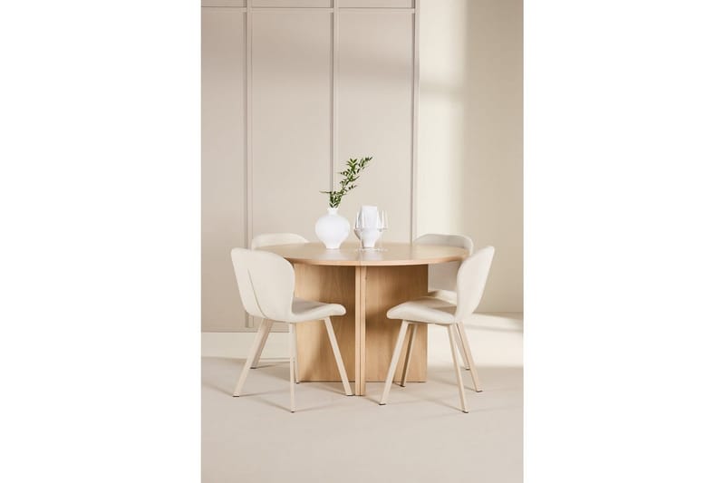 Matgrupp Strada Runt 120/170 cm Vit med Lilja Stolar 4 st - 4 st - Möbler - Matplats - Matgrupp & matbord med stolar