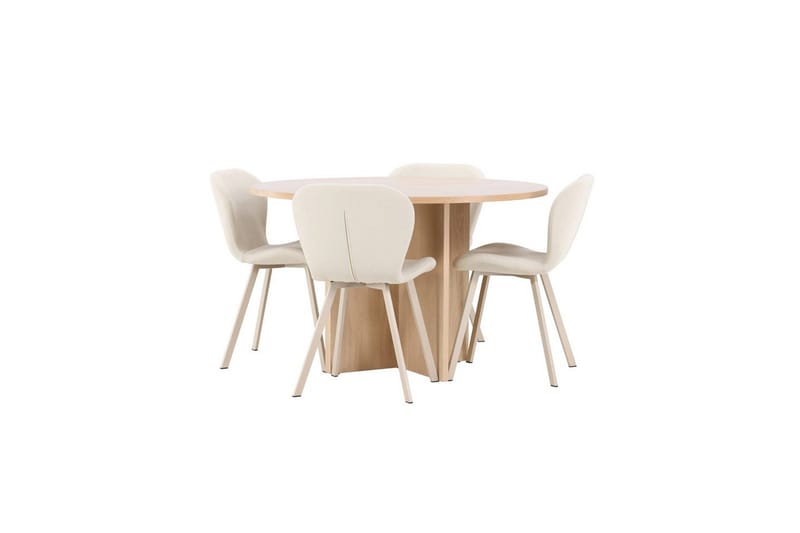 Matgrupp Strada Runt 120/170 cm Vit med Lilja Stolar 4 st - 4 st - Möbler - Matplats - Matgrupp & matbord med stolar