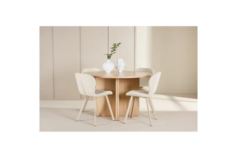 Matgrupp Strada Runt 120/170 cm Vit med Lilja Stolar 4 st - 4 st - Möbler - Matplats - Matgrupp & matbord med stolar