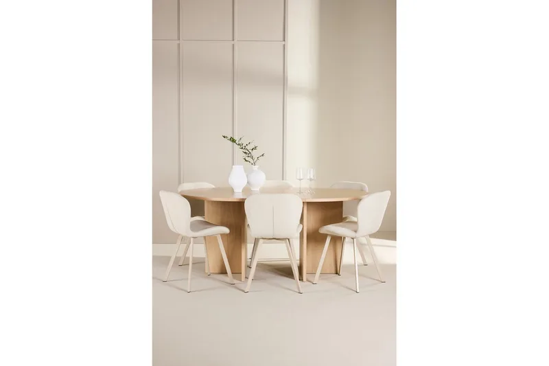 Matgrupp Strada Runt 120/170 cm Vit med Lilja Stolar 6 st - 6 st - Möbler - Matplats - Matgrupp & matbord med stolar