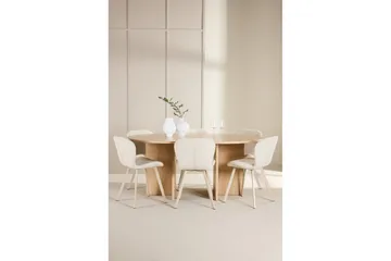 Matgrupp Strada Runt 120/170 cm Vit med Lilja Stolar 6 st - 6 st - Möbler - Matplats - Matgrupp & matbord med stolar