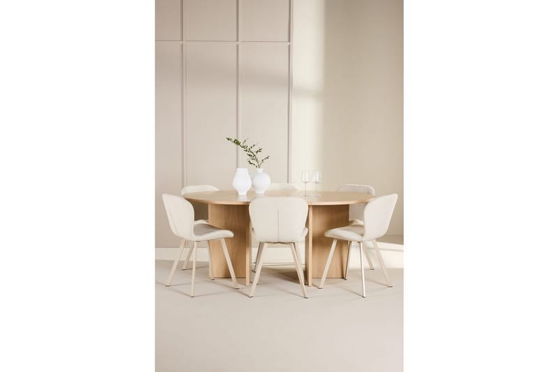Matgrupp Strada Runt 120/170 cm Vit med Lilja Stolar 6 st - 6 st - Möbler - Matplats - Matgrupp & matbord med stolar