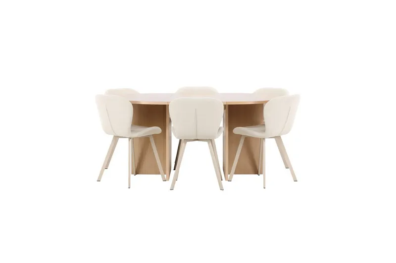 Matgrupp Strada Runt 120/170 cm Vit med Lilja Stolar 6 st, 6 st