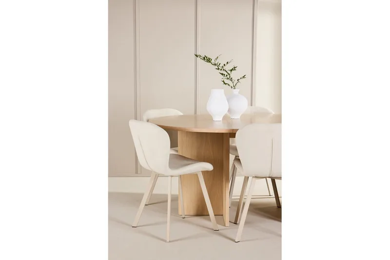 Matgrupp Strada Runt 120/170 cm Vit med Lilja Stolar 6 st - 6 st - Möbler - Matplats - Matgrupp & matbord med stolar