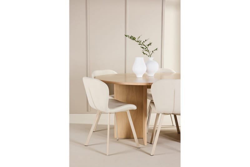 Matgrupp Strada Runt 120/170 cm Vit med Lilja Stolar 6 st - 6 st - Möbler - Matplats - Matgrupp & matbord med stolar
