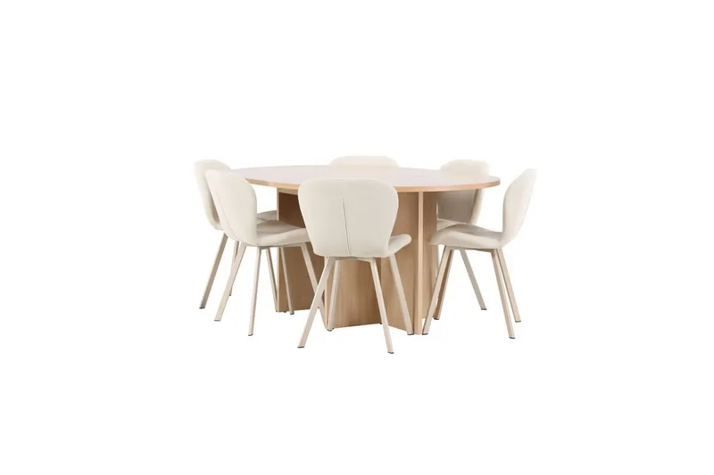 Matgrupp Strada Runt 120/170 cm Vit med Lilja Stolar 6 st - 6 st - Möbler - Matplats - Matgrupp & matbord med stolar