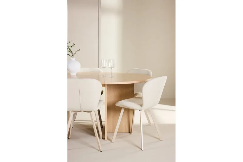 Matgrupp Strada Runt 120/170 cm Vit med Lilja Stolar 6 st - 6 st - Möbler - Matplats - Matgrupp & matbord med stolar