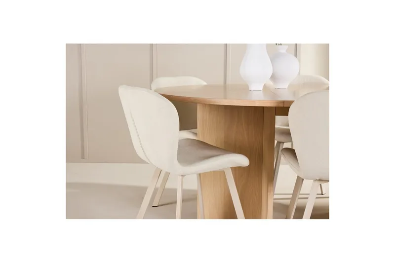 Matgrupp Strada Runt 120/170 cm Vit med Lilja Stolar 6 st - 6 st - Möbler - Matplats - Matgrupp & matbord med stolar
