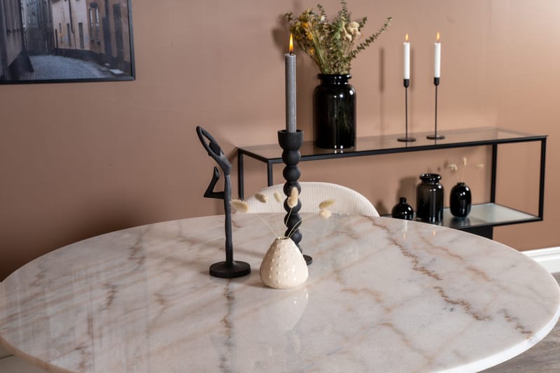 Admira Matbord 106 cm Runt Marmor med 4 st Valera Matstol - Beige / Marmor - Möbler - Matplats - Matgrupp & matbord med stolar