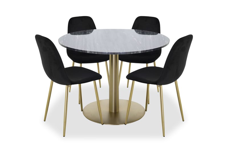 ADMIRA matbord runt svart/mässing+Pontus stol svart/mässing - Matgrupp & matbord med stolar