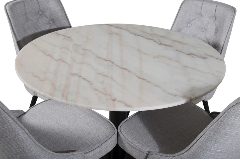 Admira Matgrupp 106 cm inkl 4 Valera Stolar - Vit/Svart/Grå - Möbler - Matplats - Matgrupp & matbord med stolar