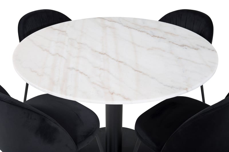Admira Matgrupp 106 cm Rund inkl 4 Foyos Stolar - Marmor/Vit/Svart - Möbler - Matplats - Matgrupp & matbord med stolar