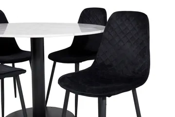 Admira Matgrupp 106 cm Rund inkl 4 Ypas Stolar - Marmor/Vit/Svart - Möbler - Matplats - Matgrupp & matbord med stolar