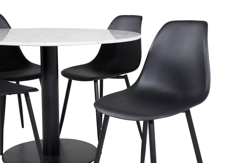Admira Matgrupp 106 cm Rund inkl 4 Ypas Stolar - Marmor/Vit/Svart - Möbler - Matplats - Matgrupp & matbord med stolar