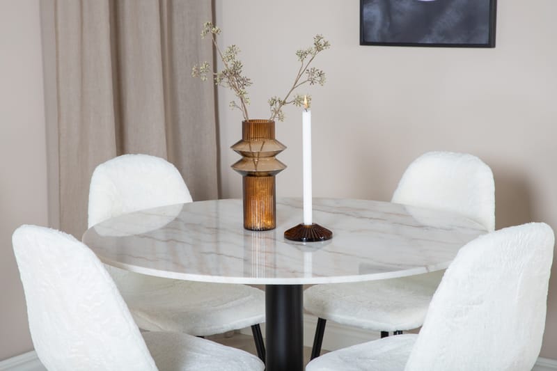 Admira Matgrupp 106 cm Rund inkl 4 Ypas Stolar - Marmor/Vit/Svart - Möbler - Matplats - Matgrupp & matbord med stolar