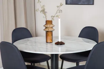 Admira Matgrupp 106 cm Rund inkl 4 Ypas Stolar - Marmor/Vit/Svart - Möbler - Matplats - Matgrupp & matbord med stolar