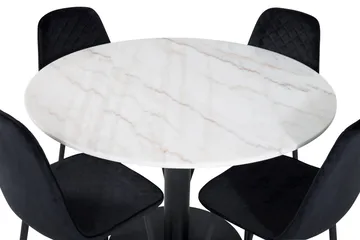 Admira Matgrupp 106 cm Rund inkl 4 Ypas Stolar - Marmor/Vit/Svart - Möbler - Matplats - Matgrupp & matbord med stolar