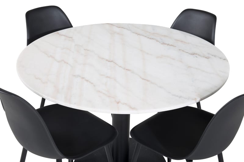 Admira Matgrupp 106 cm Rund inkl 4 Ypas Stolar - Marmor/Vit/Svart - Möbler - Matplats - Matgrupp & matbord med stolar