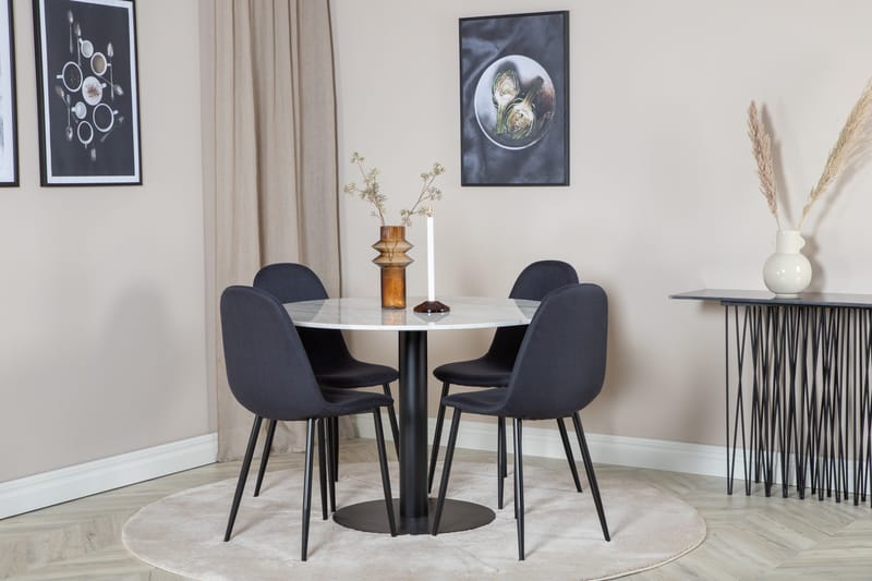 Admira Matgrupp 106 cm Rund inkl 4 Ypas Stolar - Marmor/Vit/Svart - Möbler - Matplats - Matgrupp & matbord med stolar