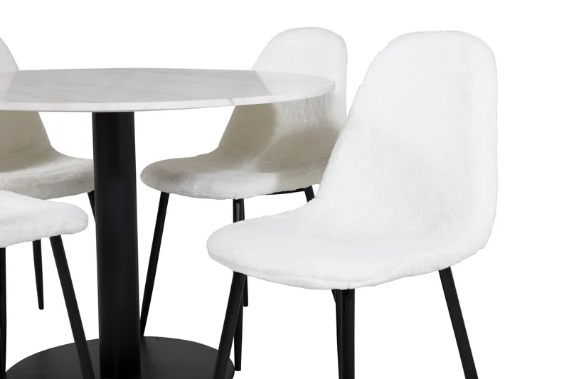 Admira Matgrupp 106 cm Rund inkl 4 Ypas Stolar - Marmor/Vit/Svart - Möbler - Matplats - Matgrupp & matbord med stolar