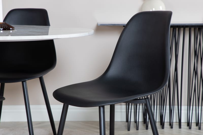 Admira Matgrupp 106 cm Rund inkl 4 Ypas Stolar - Marmor/Vit/Svart - Möbler - Matplats - Matgrupp & matbord med stolar