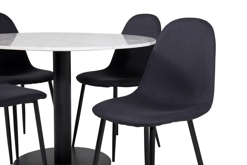 Admira Matgrupp 106 cm Rund inkl 4 Ypas Stolar - Marmor/Vit/Svart - Möbler - Matplats - Matgrupp & matbord med stolar