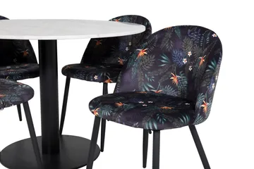 Admira Matgrupp 106 cm Runt Marmor inkl 4 Sedavi Stolar - Vit/Svart/Blå - Möbler - Matplats - Matgrupp & matbord med stolar