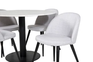 Admira Matgrupp 106 cm Runt Marmor inkl 4 Sedavi Stolar - Vit/Svart/Grå - Möbler - Matplats - Matgrupp & matbord med stolar