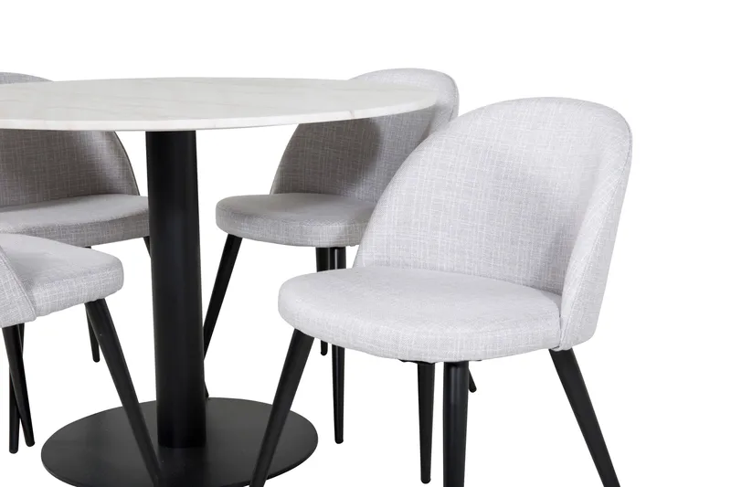 Admira Matgrupp 106 cm Runt Marmor inkl 4 Sedavi Stolar - Vit/Svart/Grå - Möbler - Matplats - Matgrupp & matbord med stolar