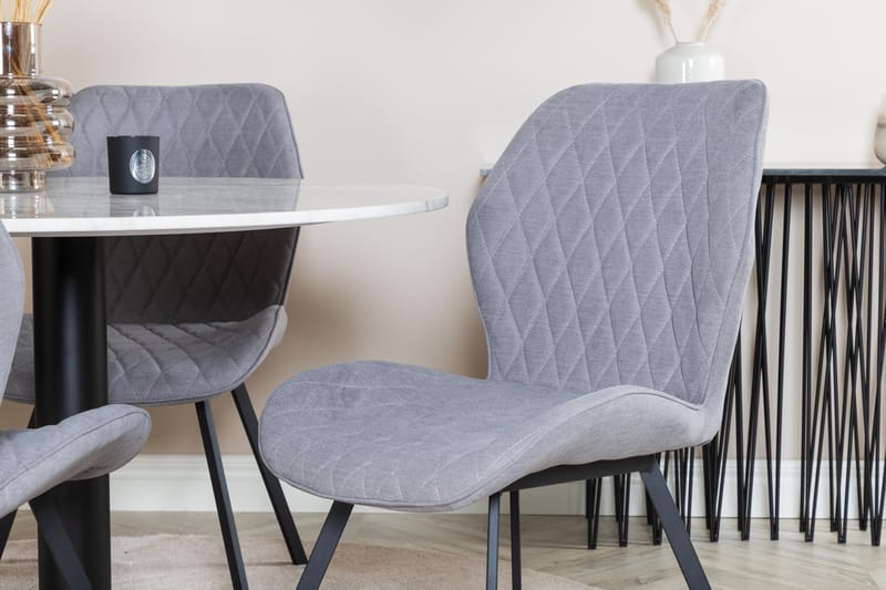 Admira Matgrupp 106 cm Runt Marmor inkl 4 Sumoas Stolar - Vit/Svart/Grå - Möbler - Matplats - Matgrupp & matbord med stolar