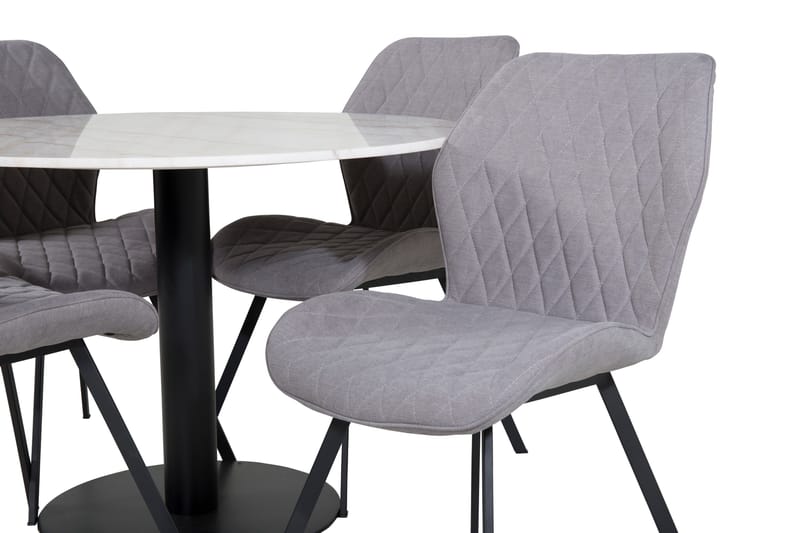 Admira Matgrupp 106 cm Runt Marmor inkl 4 Sumoas Stolar - Vit/Svart/Grå - Möbler - Matplats - Matgrupp & matbord med stolar