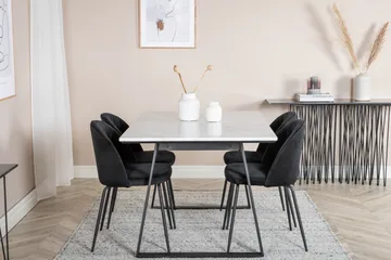 Admira Matgrupp 140 cm inkl 4 Foyos Stolar - Marmor/Vit/Svart - Möbler - Matplats - Matgrupp & matbord med stolar