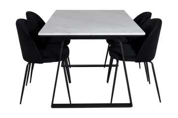 Admira Matgrupp 140 cm inkl 4 Foyos Stolar - Marmor/Vit/Svart - Möbler - Matplats - Matgrupp & matbord med stolar