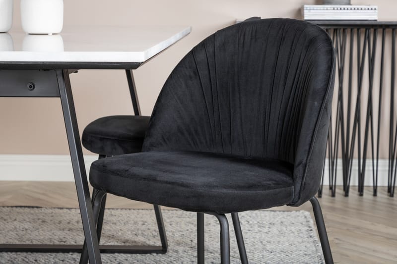 Admira Matgrupp 140 cm inkl 4 Foyos Stolar - Marmor/Vit/Svart - Möbler - Matplats - Matgrupp & matbord med stolar