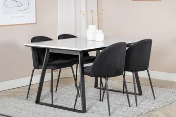 Admira Matgrupp 140 cm inkl 4 Foyos Stolar - Marmor/Vit/Svart - Möbler - Matplats - Matgrupp & matbord med stolar