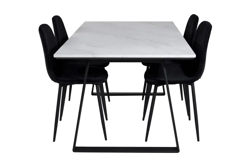 Admira Matgrupp 140 cm inkl 4 Ypas Stolar - Marmor/Vit/Svart - Möbler - Matplats - Matgrupp & matbord med stolar