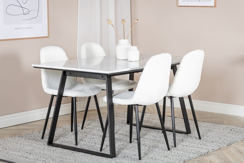 Admira Matgrupp 140 cm inkl 4 Ypas Stolar - Marmor/Vit/Svart - Möbler - Matplats - Matgrupp & matbord med stolar