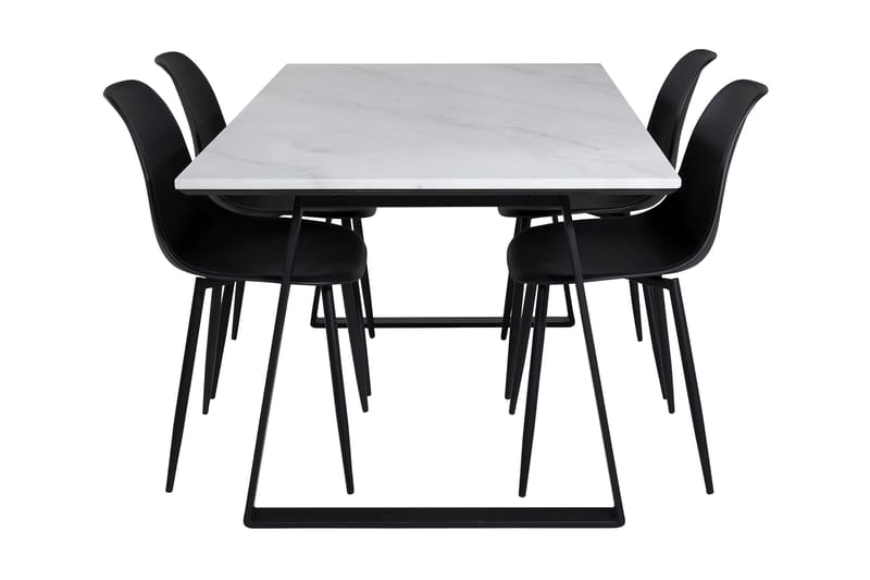 Admira Matgrupp 140 cm inkl 4 Ypas Stolar - Marmor/Vit/Svart - Möbler - Matplats - Matgrupp & matbord med stolar